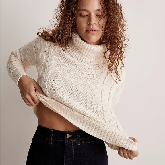 Madewell cable turtleneck sweater knit antique cream - Picture 1 of 7